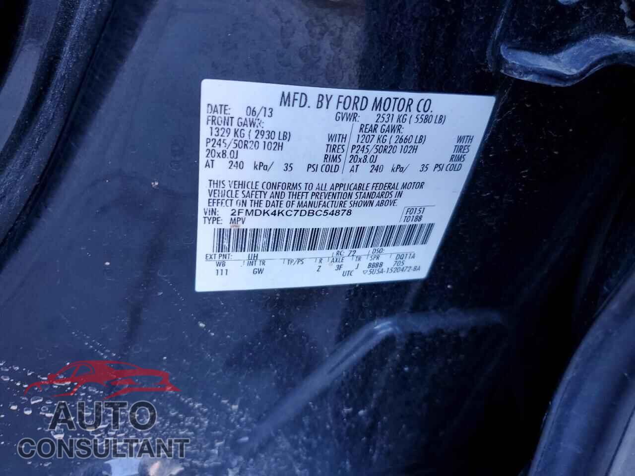 FORD EDGE 2013 - 2FMDK4KC7DBC54878