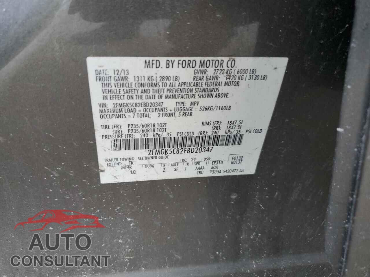 FORD FLEX 2014 - 2FMGK5C82EBD20347