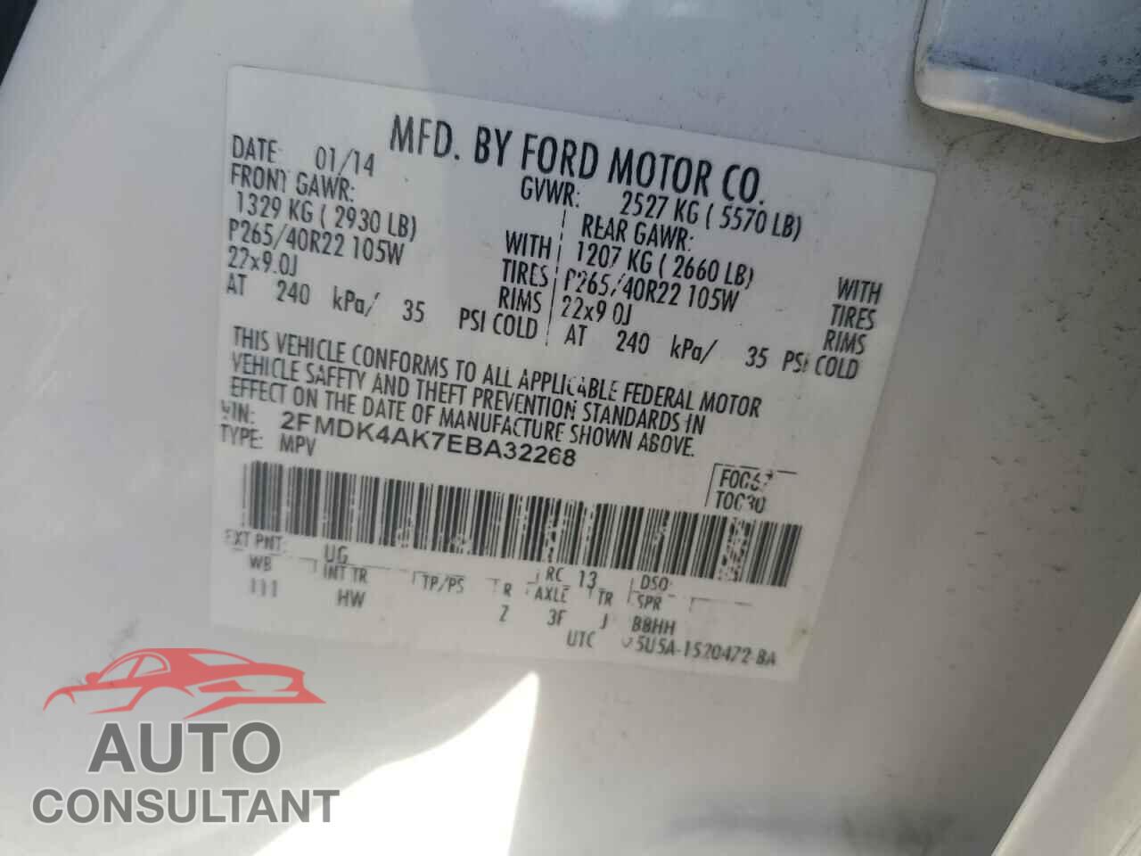FORD EDGE 2014 - 2FMDK4AK7EBA32268