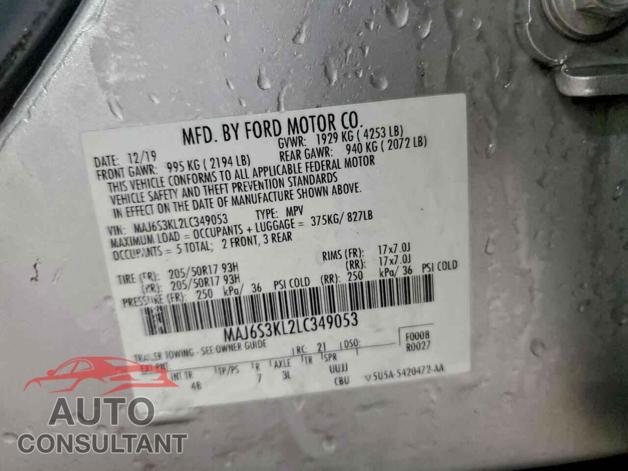FORD ECOSPORT 2020 - MAJ6S3KL2LC349053
