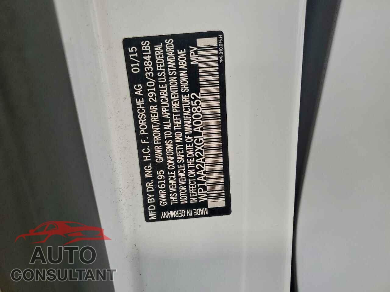 PORSCHE CAYENNE 2016 - WP1AA2A2XGLA00852