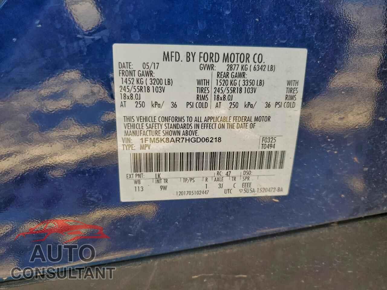 FORD EXPLORER 2017 - 1FM5K8AR7HGD06218