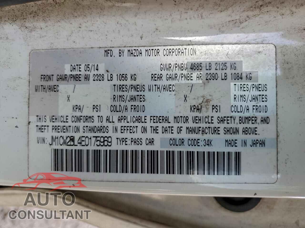MAZDA 5 2014 - JM1CW2BL4E0175969