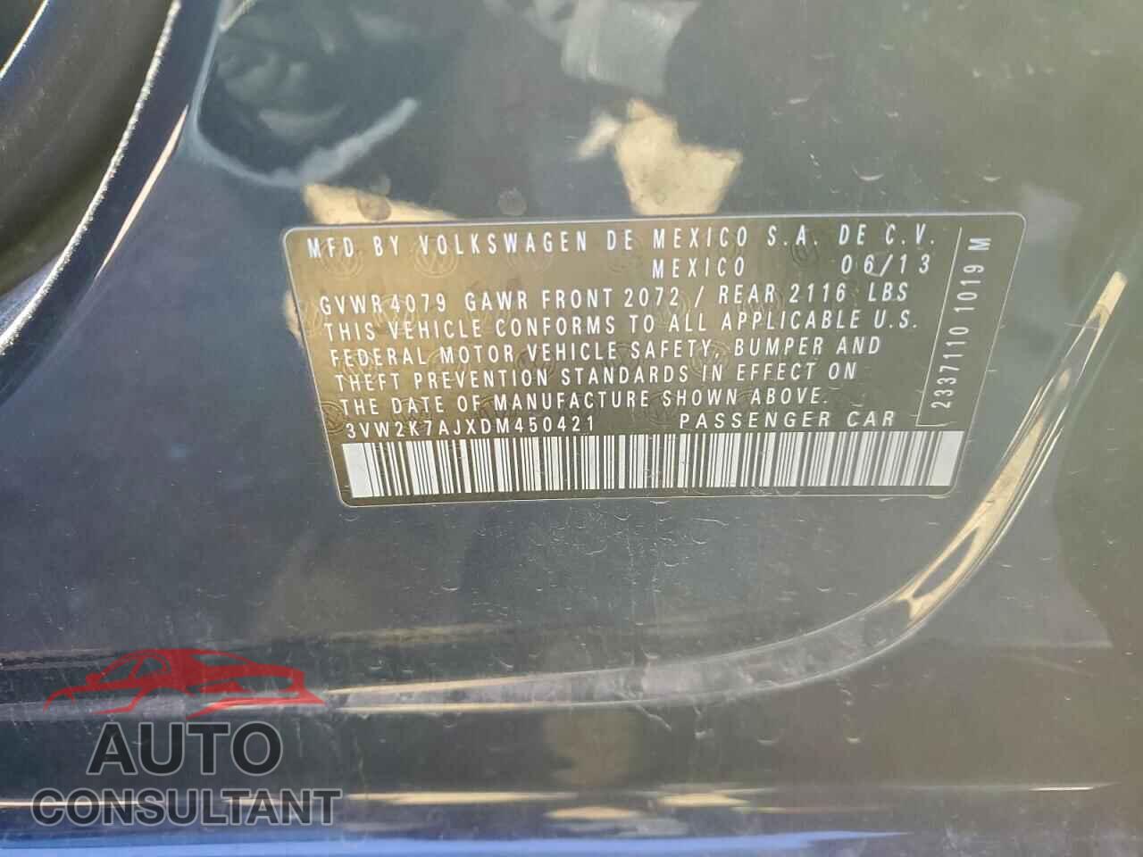 VOLKSWAGEN JETTA 2013 - 3VW2K7AJXDM450421