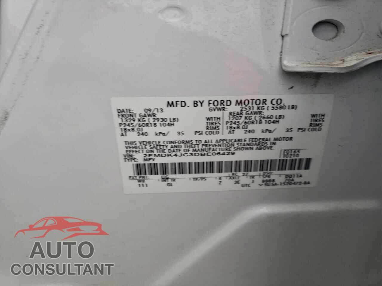 FORD EDGE 2013 - 2FMDK4JC3DBE06429