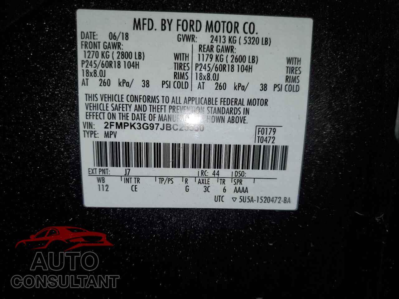 FORD EDGE 2018 - 2FMPK3G97JBC25560