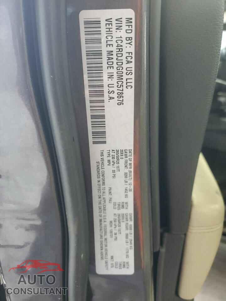DODGE DURANGO 2021 - 1C4RDJDG0MC578676