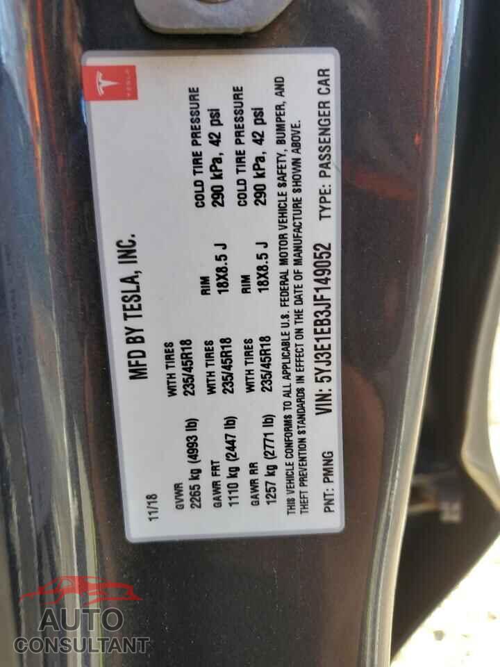 TESLA MODEL 3 2018 - 5YJ3E1EB3JF149052