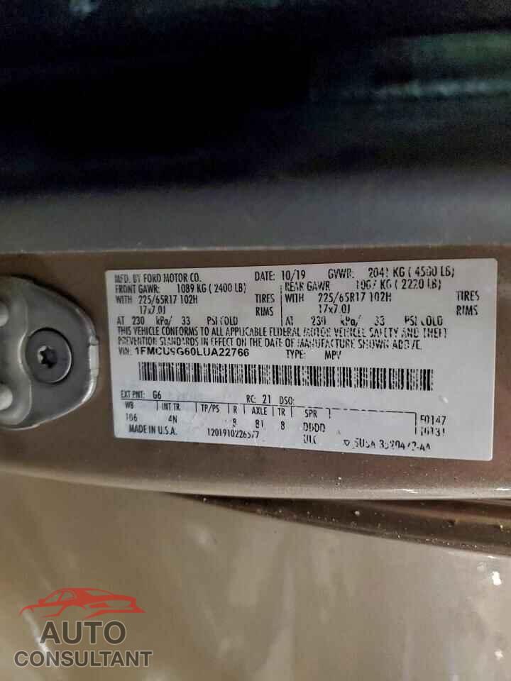 FORD ESCAPE 2020 - 1FMCU9G60LUA22766