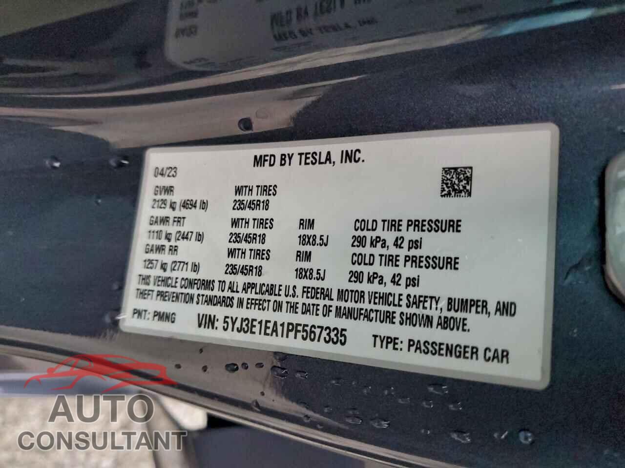 TESLA MODEL 3 2023 - 5YJ3E1EA1PF567335