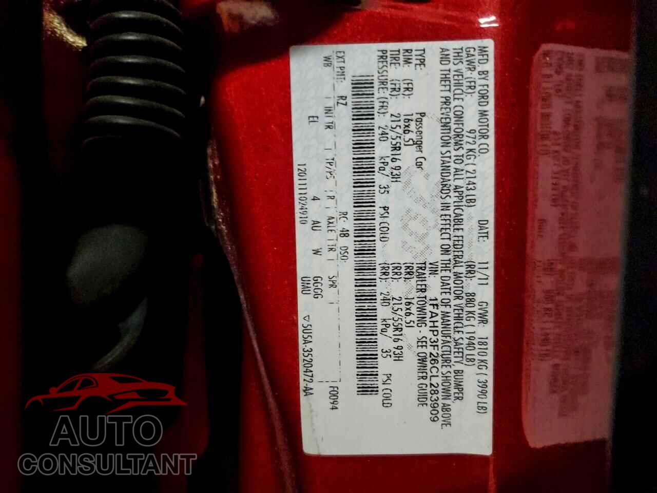 FORD FOCUS 2012 - 1FAHP3F26CL283909