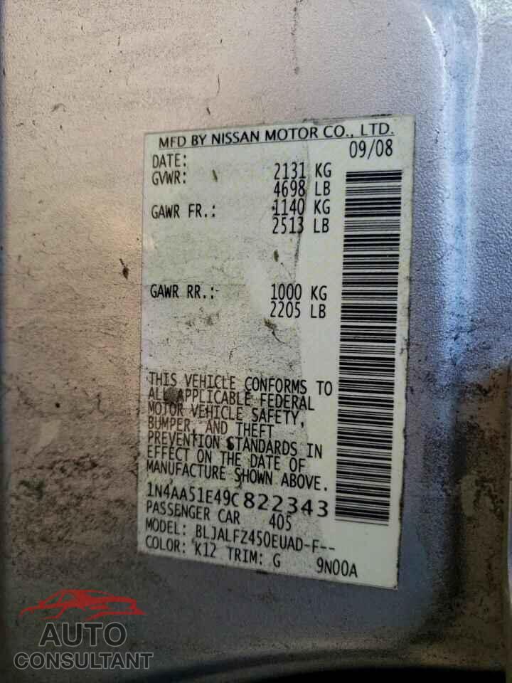 NISSAN MAXIMA 2009 - 1N4AA51E49C822343