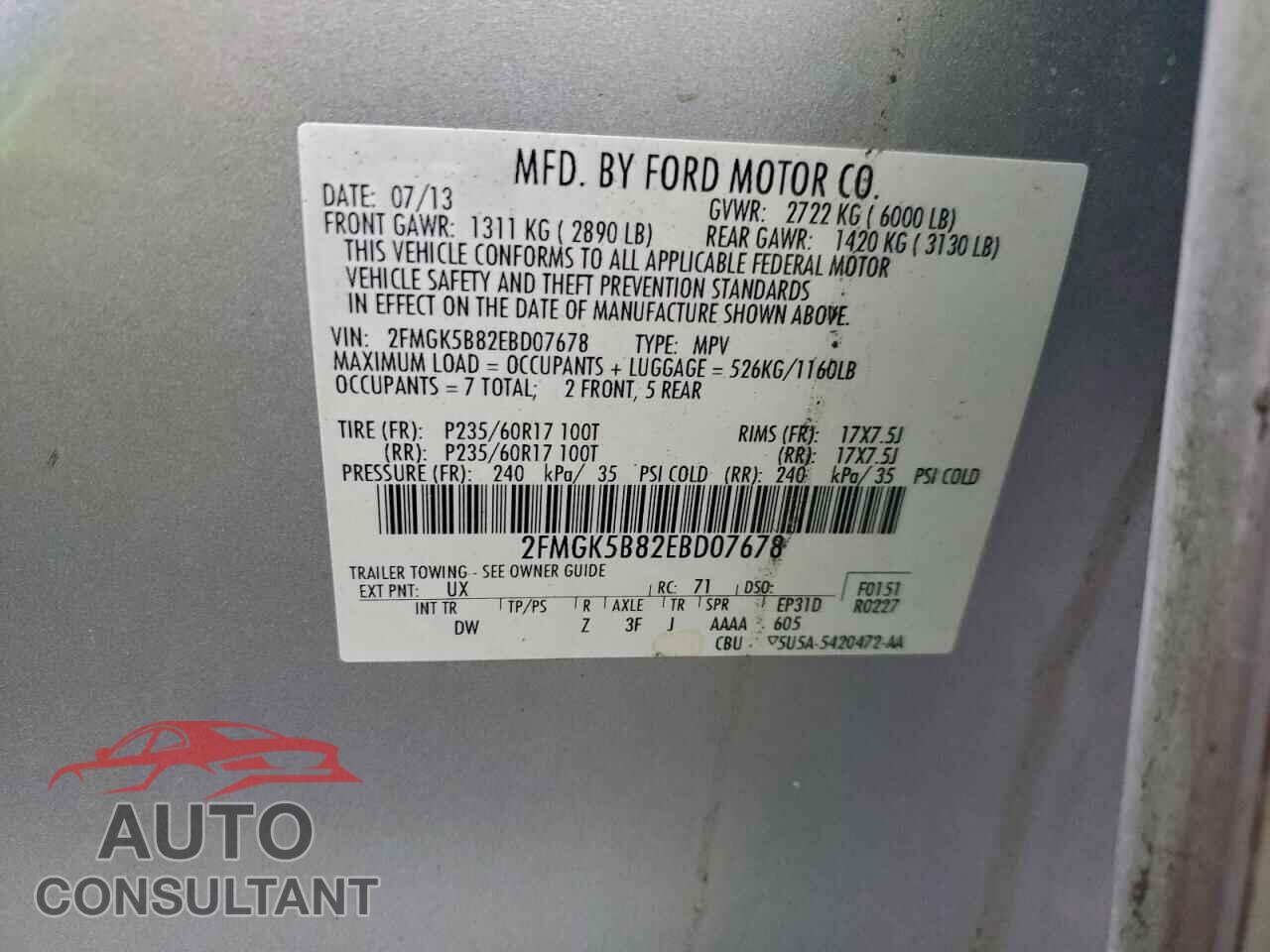 FORD FLEX 2014 - 2FMGK5B82EBD07678