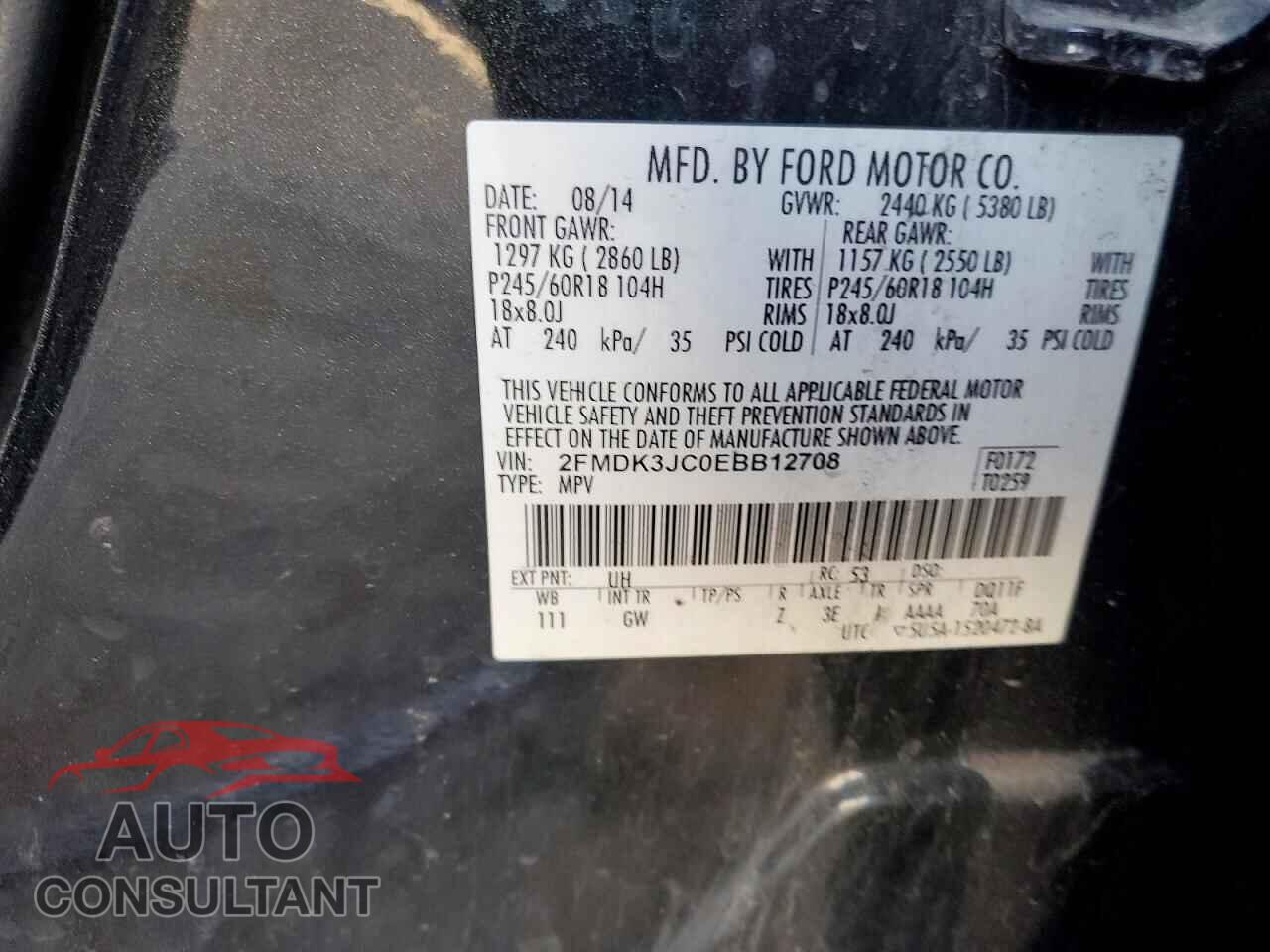 FORD EDGE 2014 - 2FMDK3JC0EBB12708