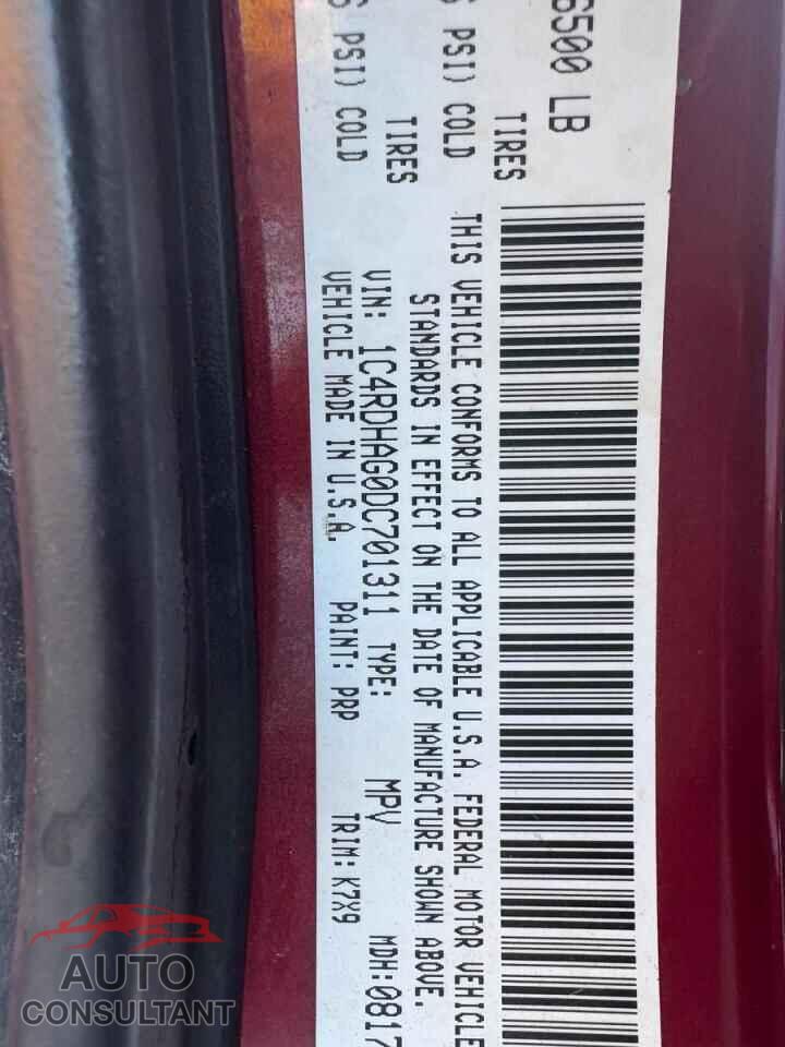 DODGE DURANGO 2013 - 1C4RDHAG0DC701311