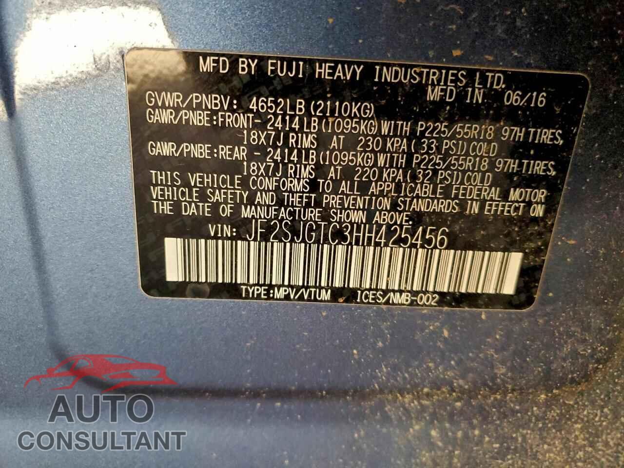 SUBARU FORESTER 2017 - JF2SJGTC3HH425456