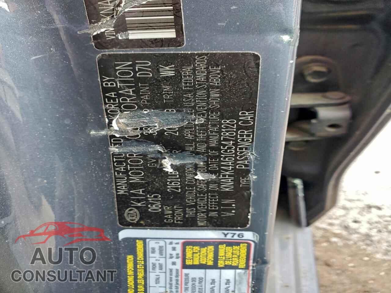 KIA FORTE 2016 - KNAFK4A61G5478128