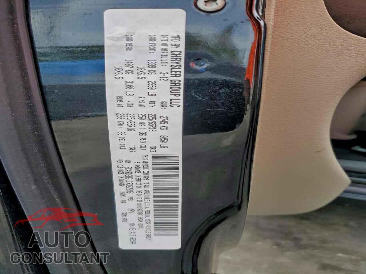 DODGE CARAVAN 2012 - 2C4RDGBG1CR302096