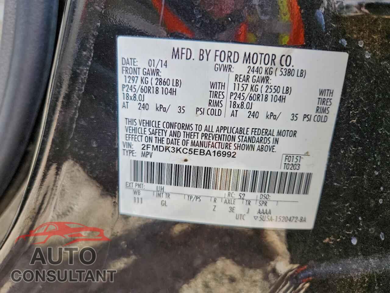 FORD EDGE 2014 - 2FMDK3KC5EBA16992