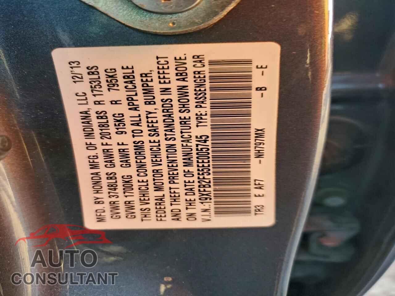 HONDA CIVIC 2014 - 19XFB2F55EE005745