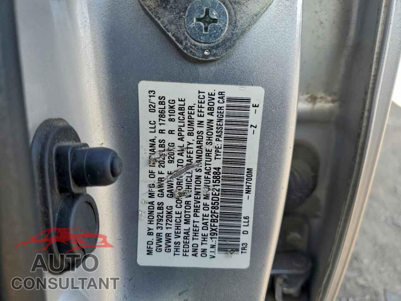 HONDA CIVIC 2013 - 19XFB2F85DE215884