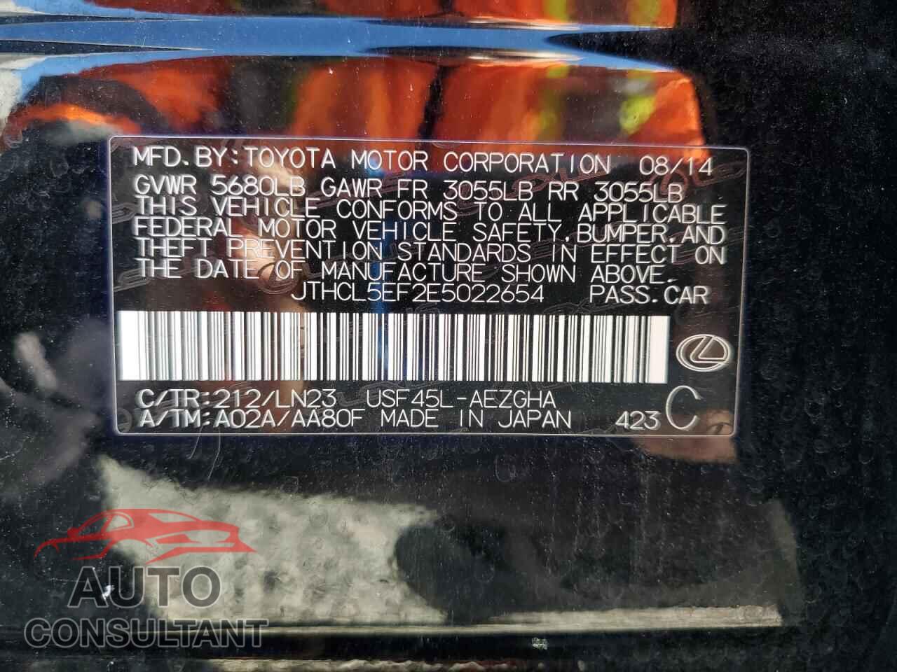 LEXUS LS460 2014 - JTHCL5EF2E5022654