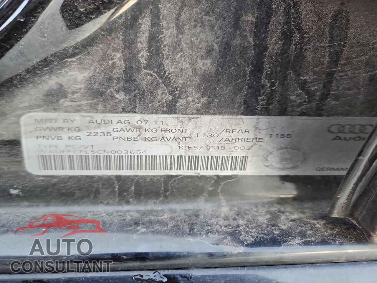 AUDI A4 2012 - WAUFFCFL5CN003654