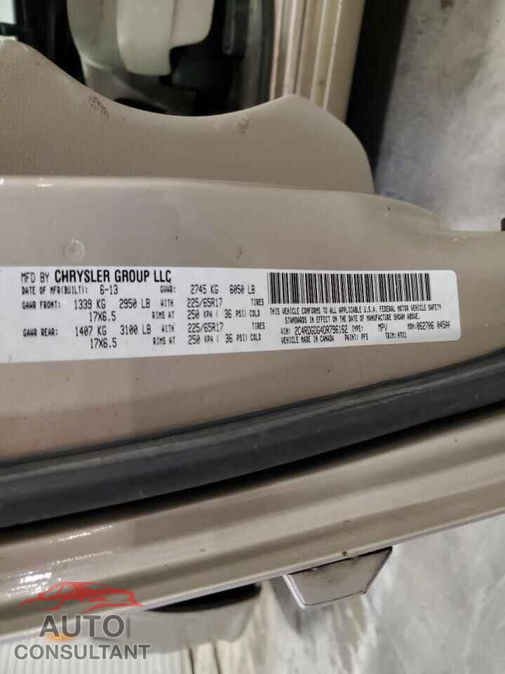 DODGE CARAVAN 2013 - 2C4RDGDG4DR796162