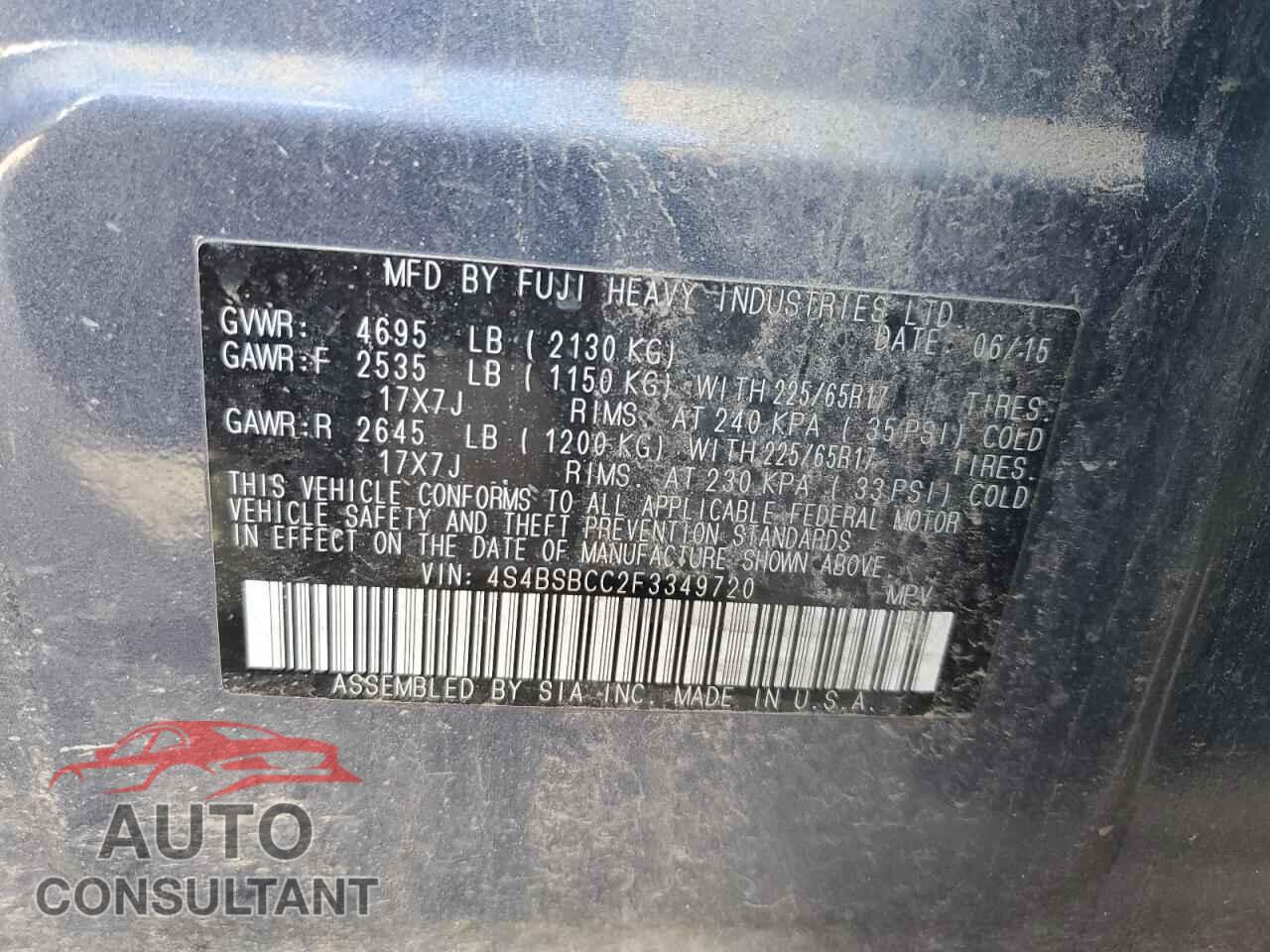 SUBARU OUTBACK 2015 - 4S4BSBCC2F3349720