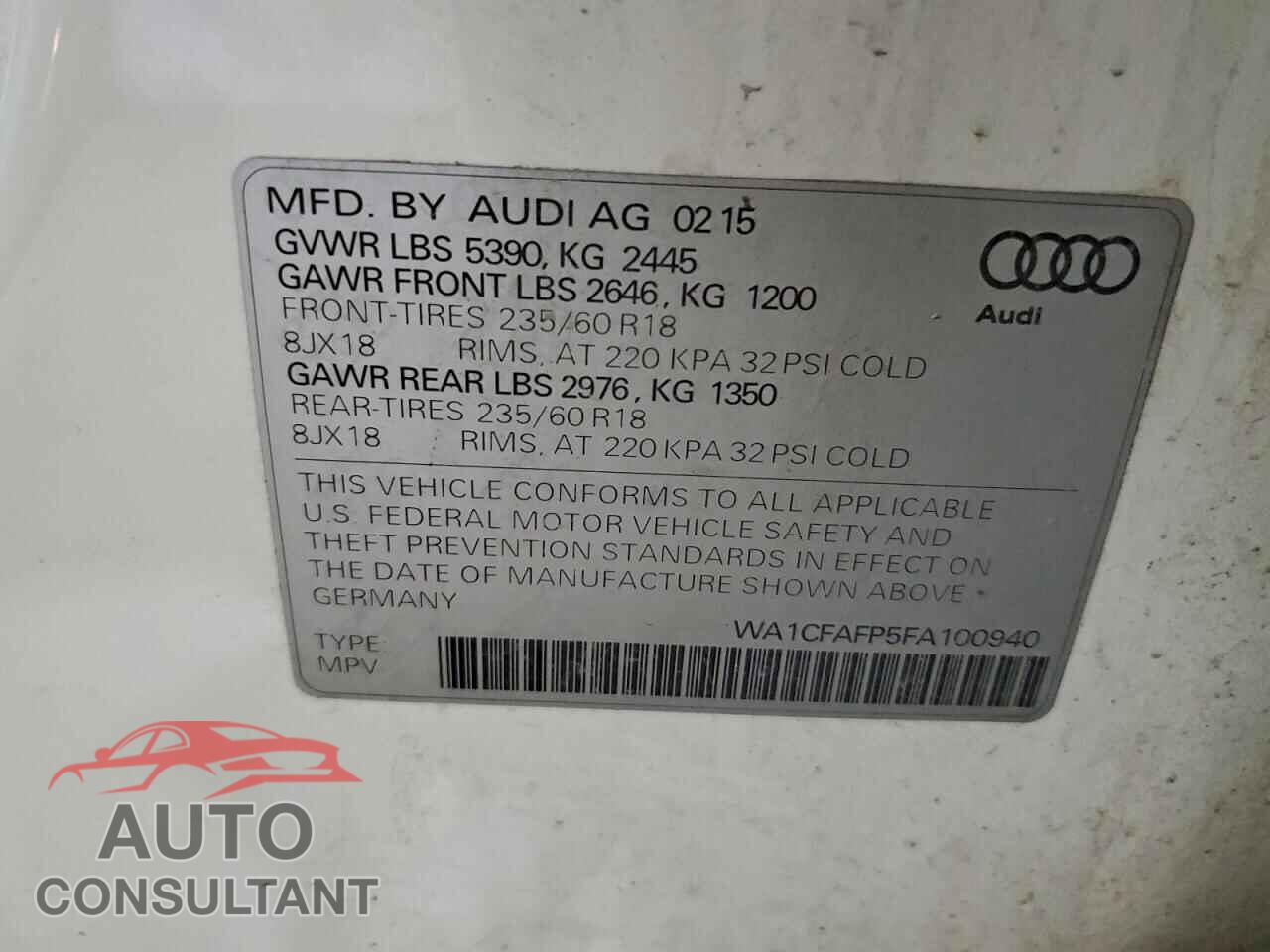 AUDI Q5 2015 - WA1CFAFP5FA100940