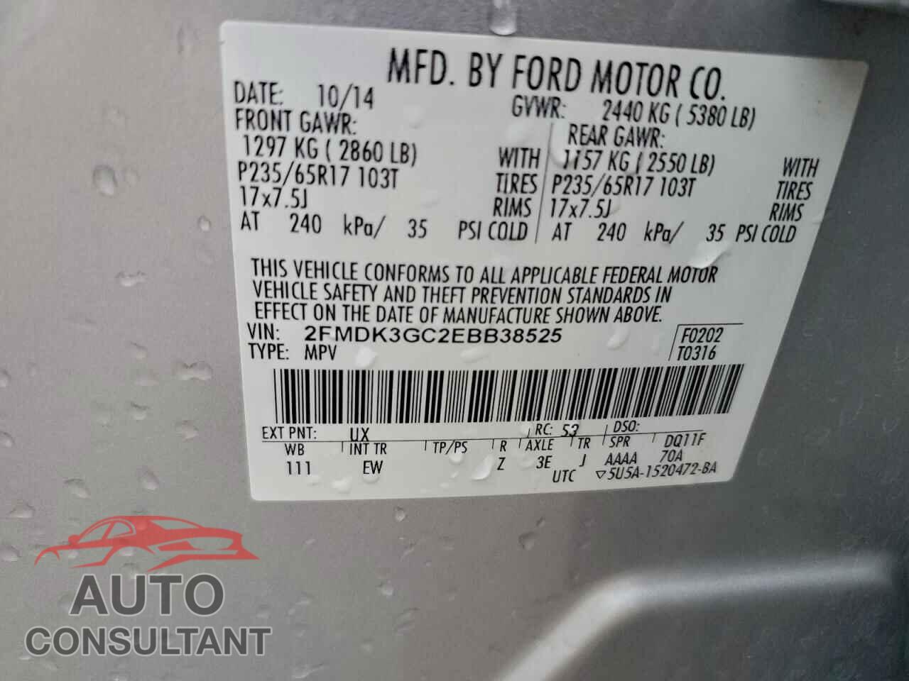 FORD EDGE 2014 - 2FMDK3GC2EBB38525