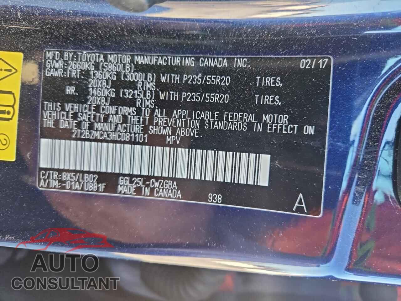 LEXUS RX350 2017 - 2T2BZMCA3HC081101