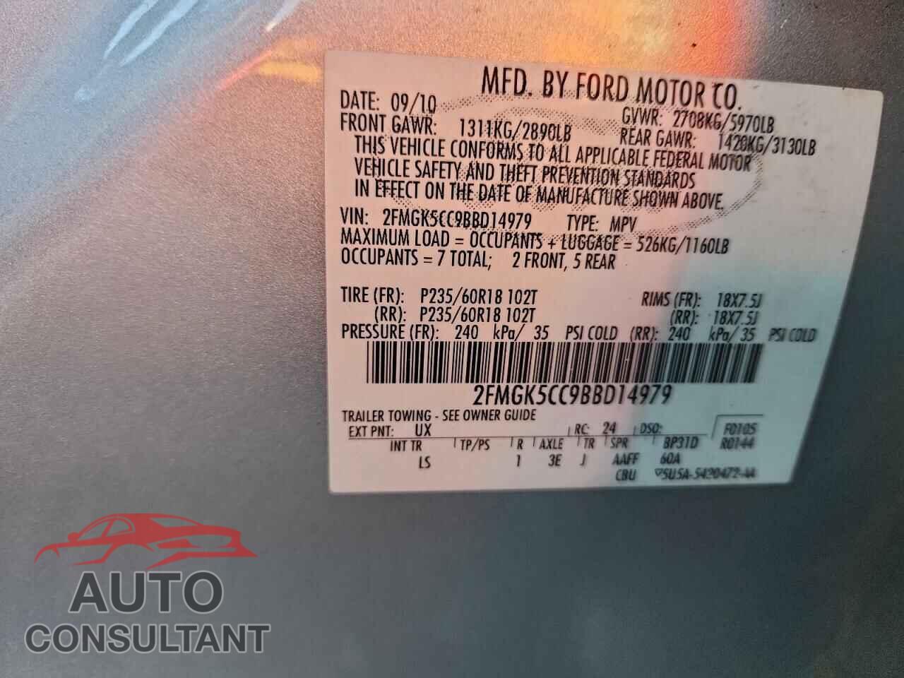 FORD FLEX 2011 - 2FMGK5CC9BBD14979
