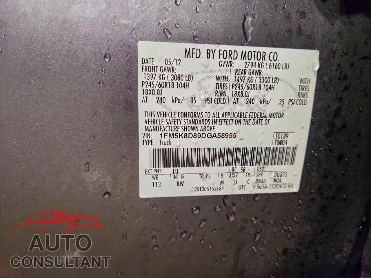 FORD EXPLORER 2013 - 1FM5K8D89DGA58955