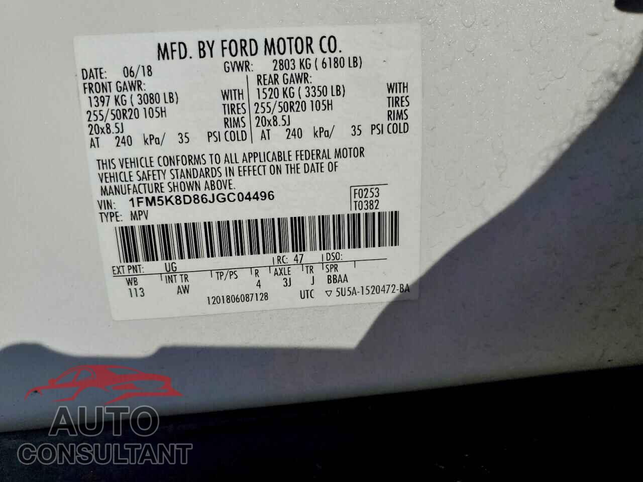 FORD EXPLORER 2018 - 1FM5K8D86JGC04496