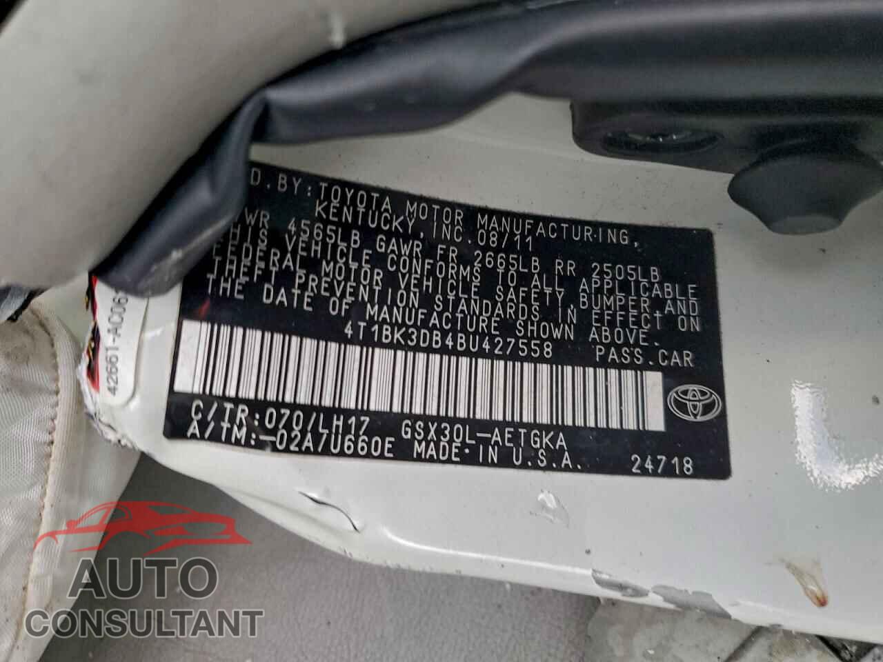 TOYOTA AVALON 2011 - 4T1BK3DB4BU427558