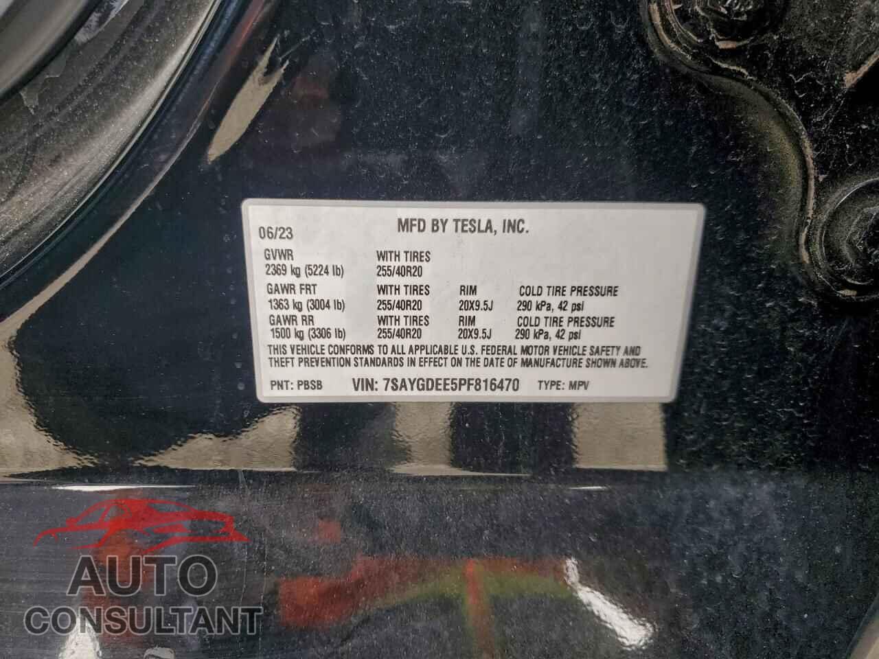 TESLA MODEL Y 2023 - 7SAYGDEE5PF816470