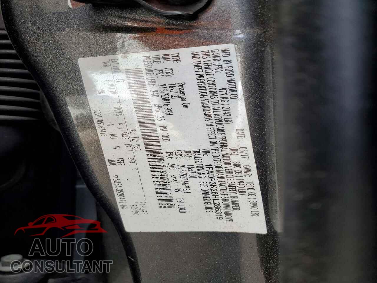 FORD FOCUS 2017 - 1FADP3K26HL286319
