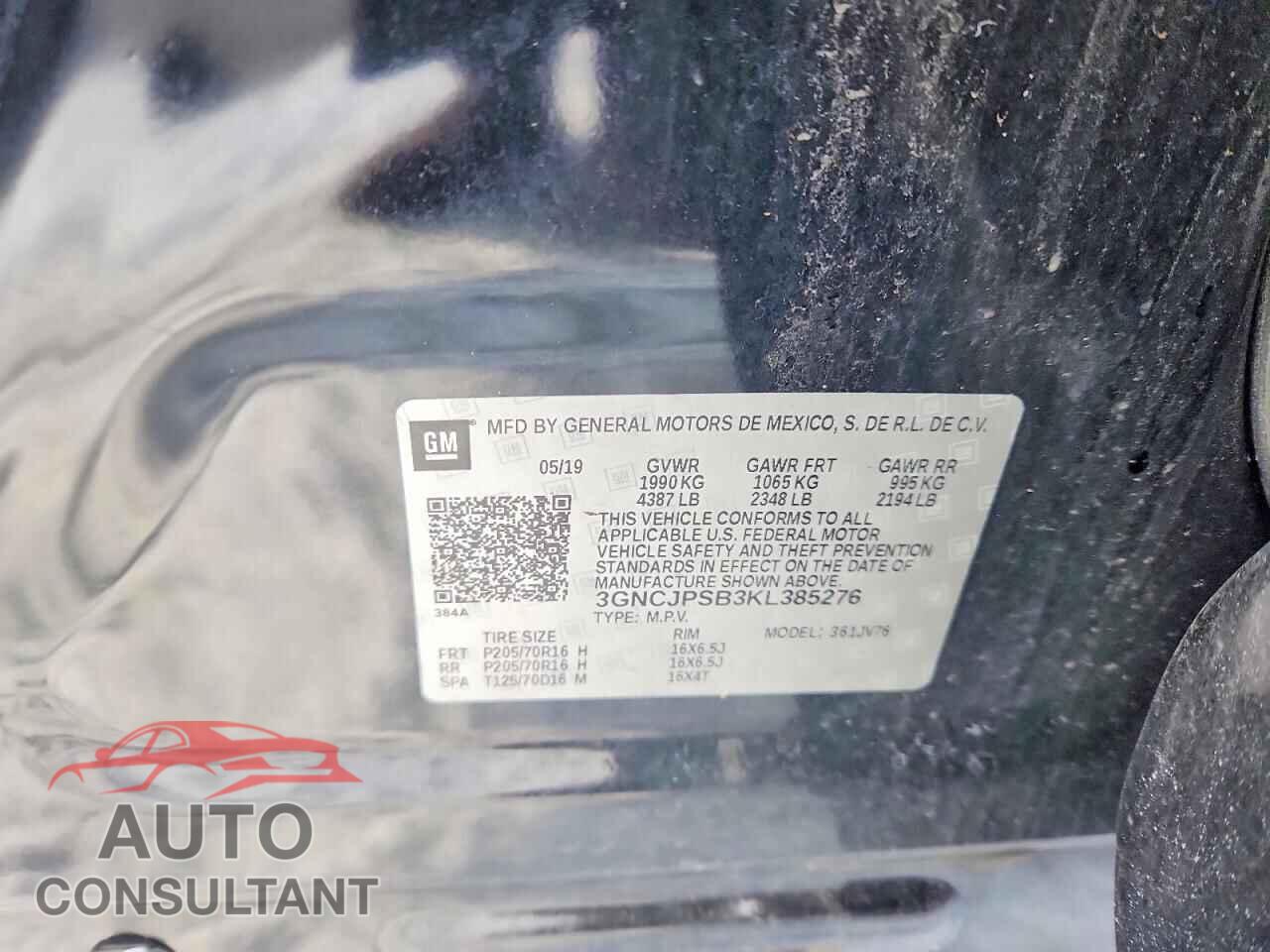 CHEVROLET TRAX 2019 - 3GNCJPSB3KL385276