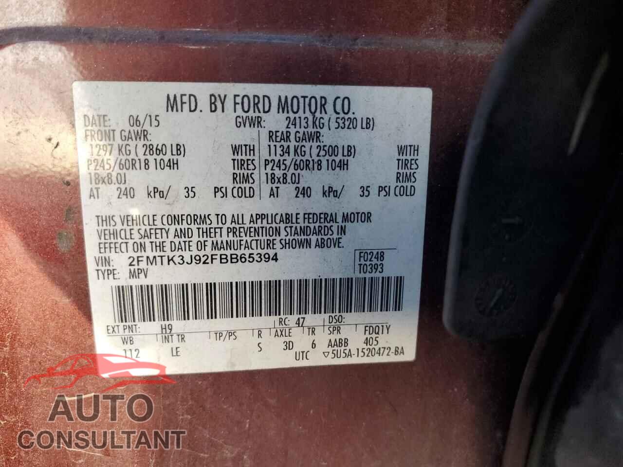 FORD EDGE 2015 - 2FMTK3J92FBB65394