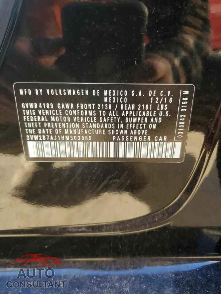 VOLKSWAGEN JETTA 2017 - 3VW2B7AJ1HM303989