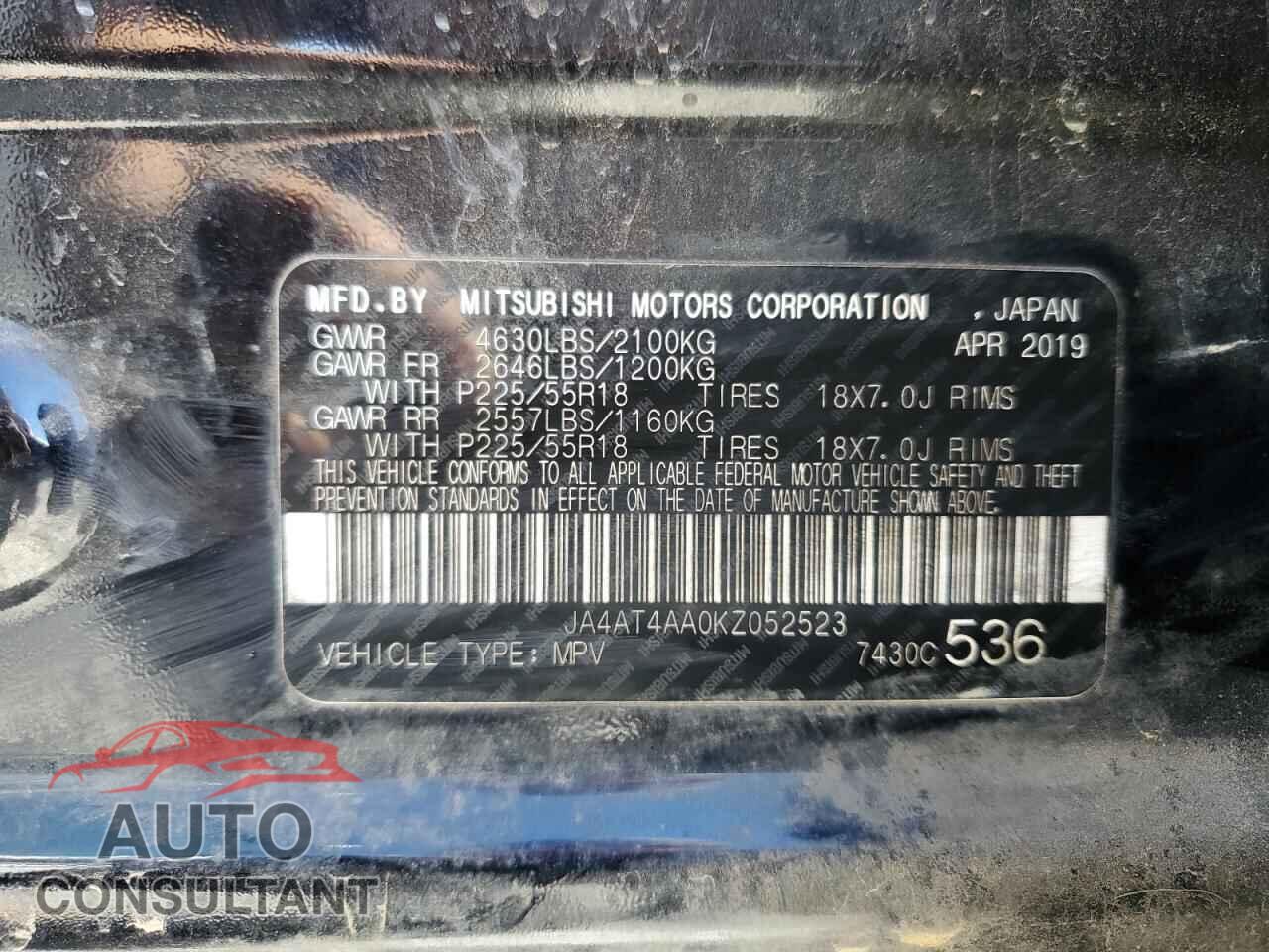 MITSUBISHI ECLIPSE 2019 - JA4AT4AA0KZ052523