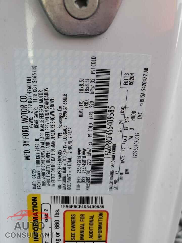 FORD MUSTANG 2025 - 1FA6P8CF4S5409585