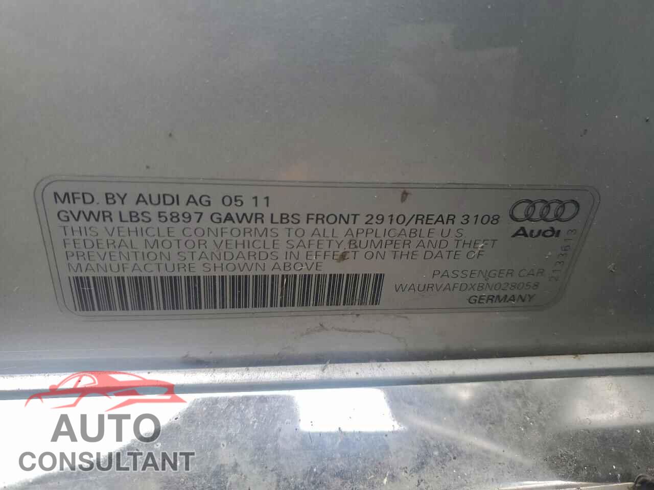 AUDI A8 2011 - WAURVAFDXBN028058