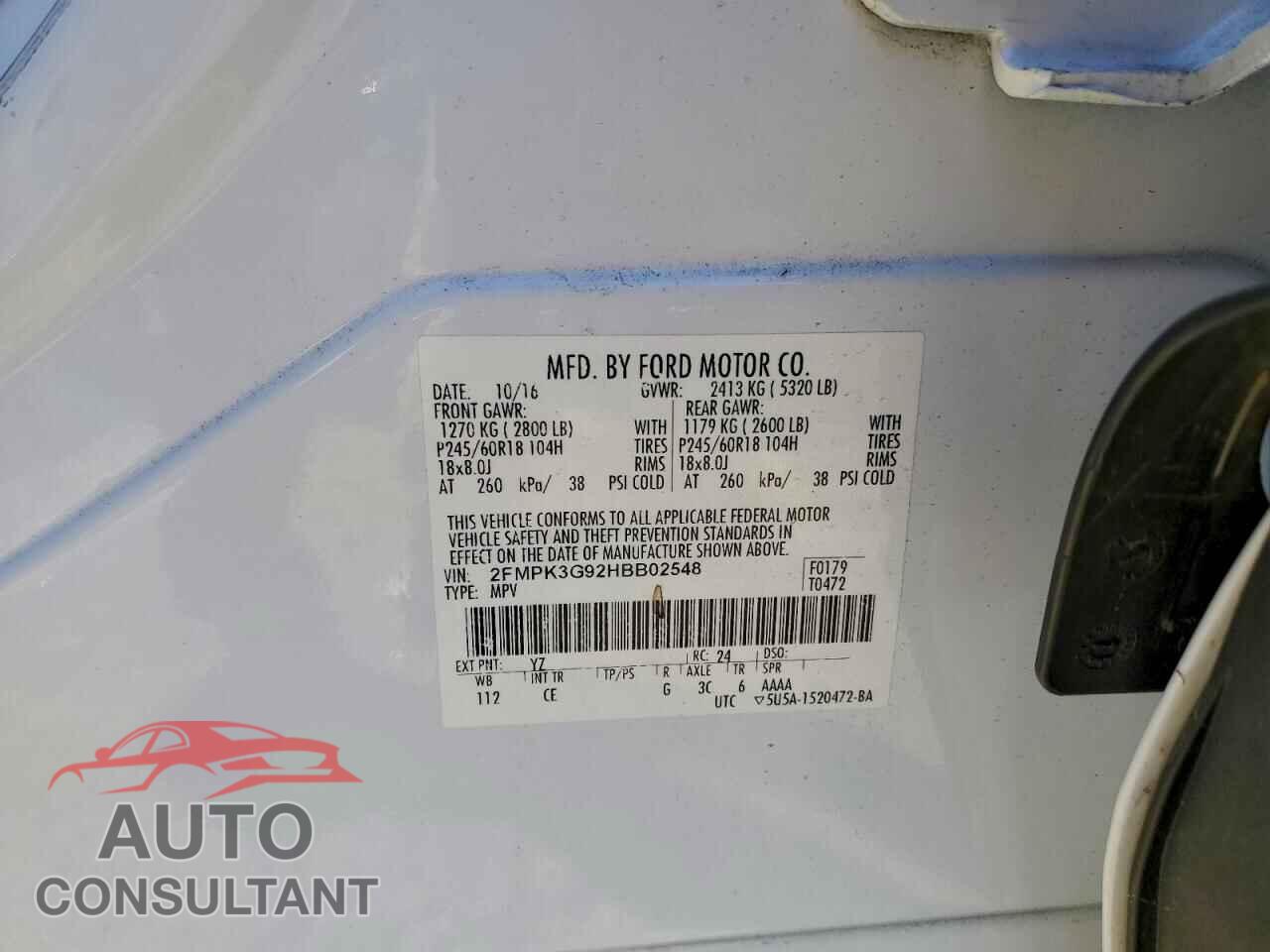 FORD EDGE 2017 - 2FMPK3G92HBB02548