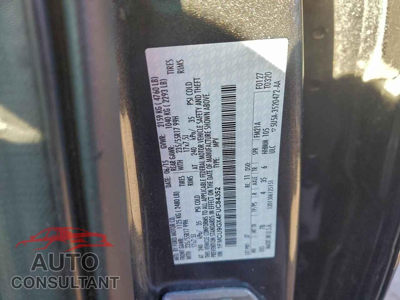 FORD ESCAPE 2015 - 1FMCU9GX4FUC84352
