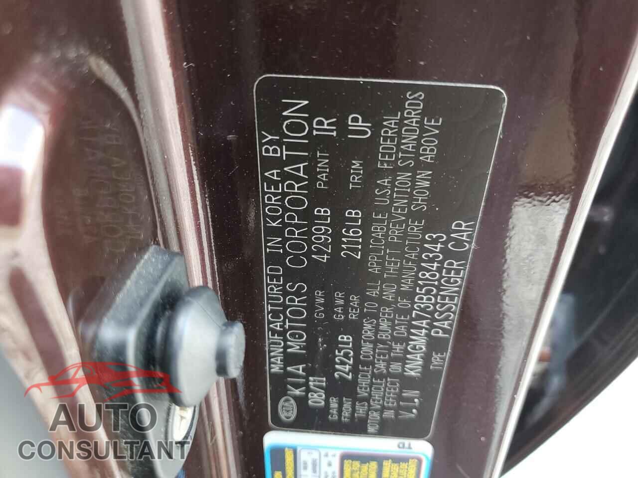 KIA OPTIMA 2011 - KNAGM4A73B5184343