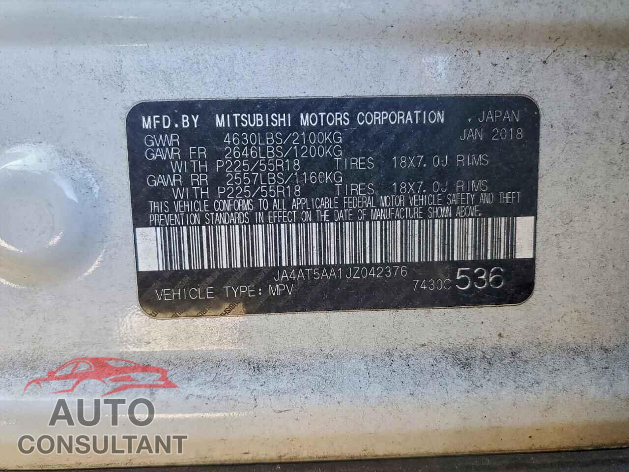 MITSUBISHI ECLIPSE 2018 - JA4AT5AA1JZ042376