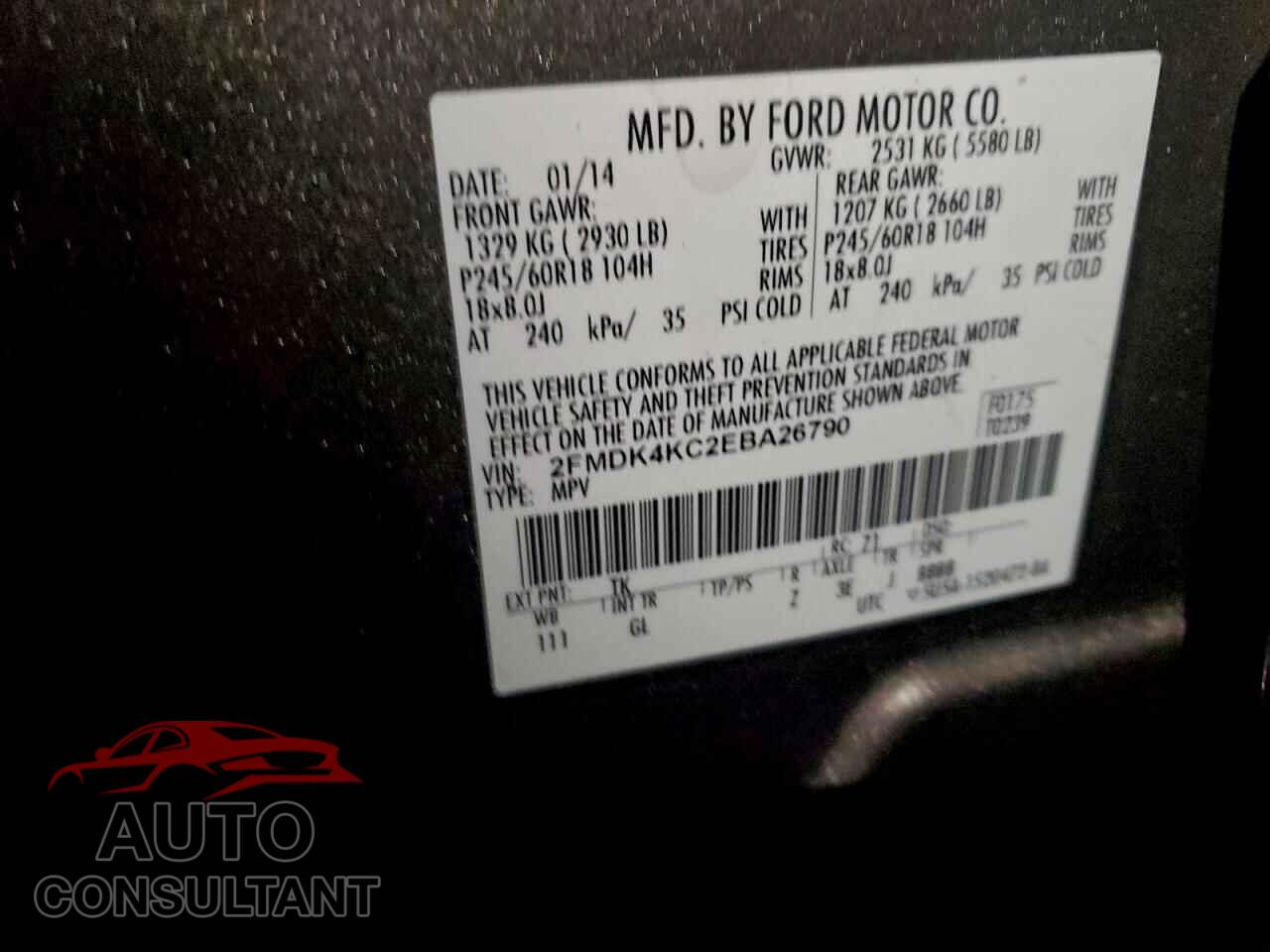 FORD EDGE 2014 - 2FMDK4KC2EBA26790