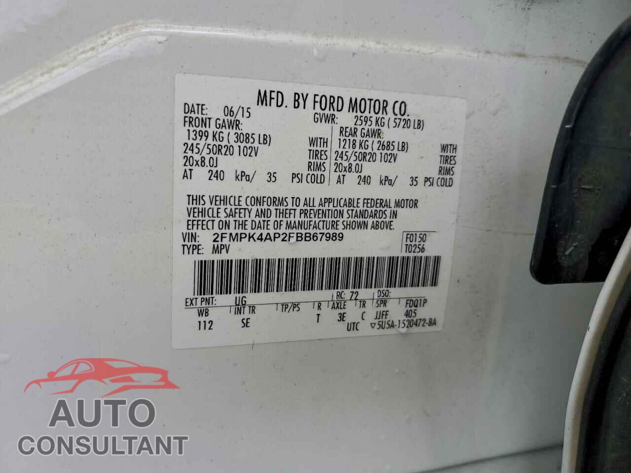 FORD EDGE 2015 - 2FMPK4AP2FBB67989